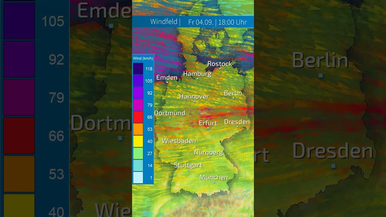 VILJA dreht auf! Heute Sturmböen  Gewitter bringen örtlich bis zu 100 km/h!