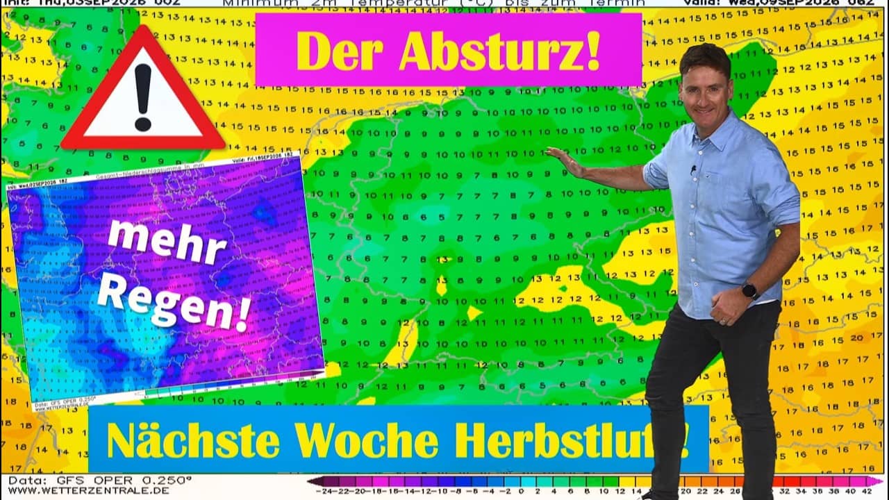 33 GRAD Hammer-Hitze am Freitag! Doch dann 100-Liter-UNWETTER im Norden & HERBST-ABSTURZ!