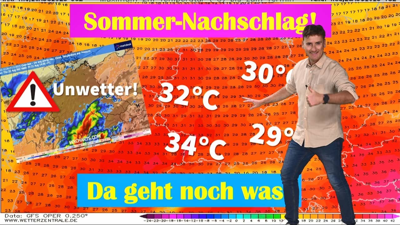 37 Grad! EIN Wettermodell schert komplett aus kommt der Hitze-Hammer zum Augustende?