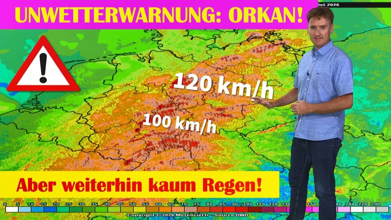 ORKANWARNUNG! Wetterfront bringt Temperatursturz in Deutschland von 40°C auf 25°C!